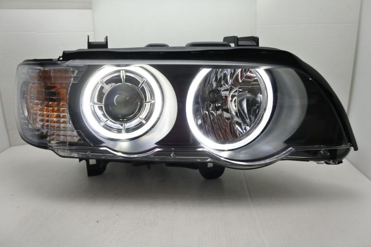 2001-2003 X5 E53 黑框U型光圈魚眼 大燈 (需要移植原車HID燈管和安定器.停產)