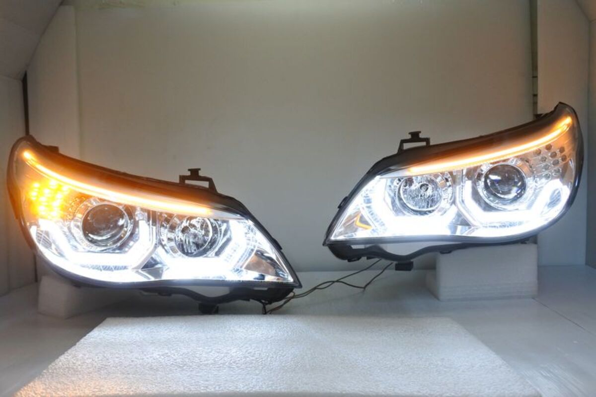 2003-2007/05 E60 M5樣式 U型上燈眉晶鑽魚眼大燈 (HID空件.沿用原車的HID燈管和安定器)