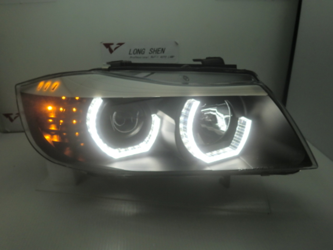 2005-2008 E90 E91 U型黑框魚眼 大燈 LED方向燈.鹵素版本