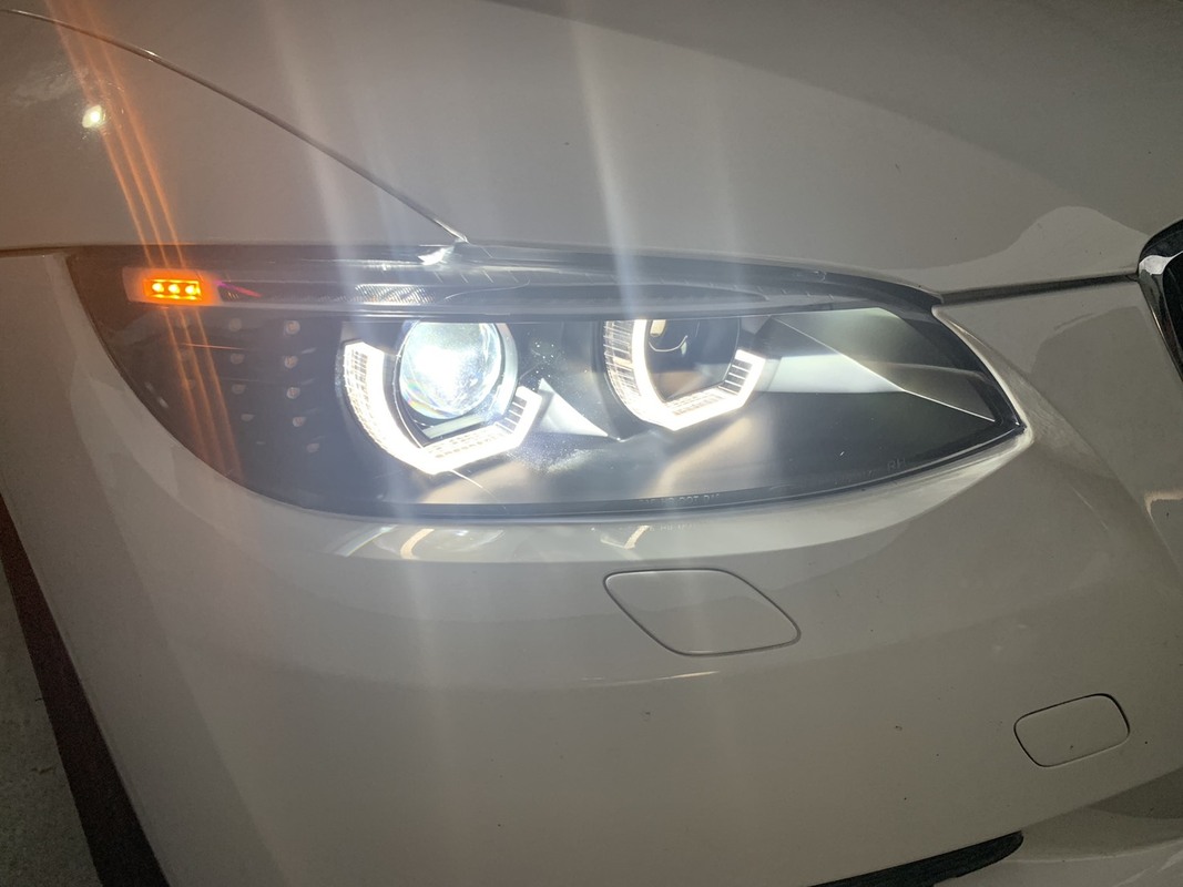 2006/10-2010 E92 E93 2門 黑框雙U型魚眼 大燈 LED方向燈 移植原車舊大燈HID燈泡.安定器