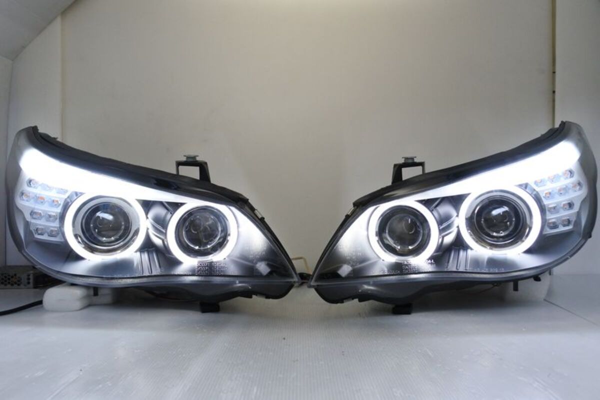 2007/06-2010 E60 雙魚眼黑框 大燈 LED方向燈 (HID空件歐規 有分D1S 和 D2S)