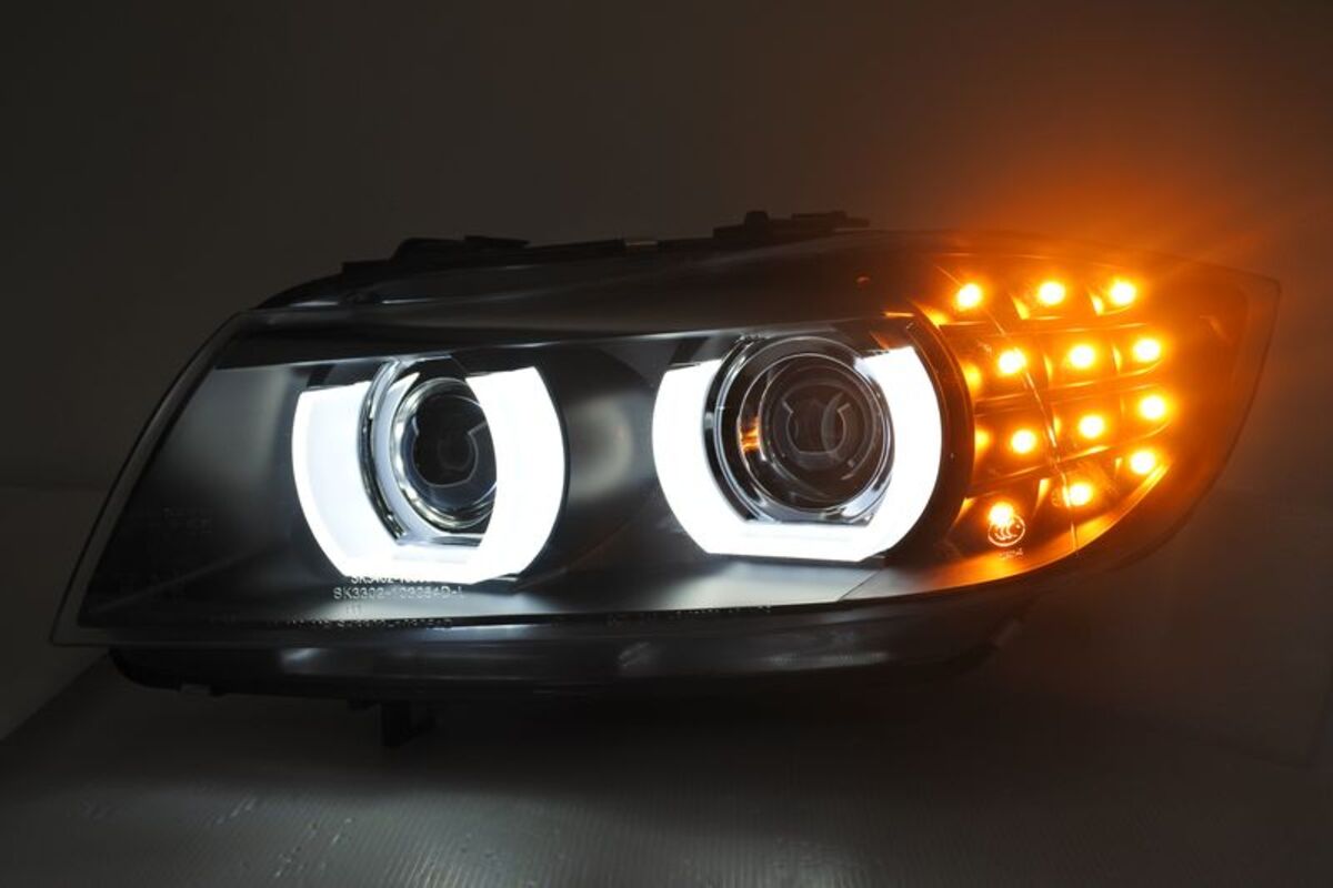 2009-2012 E90 E91 黑框雙魚眼U型 大燈 LED方向燈 HID空件 有分自動轉向AFS功能