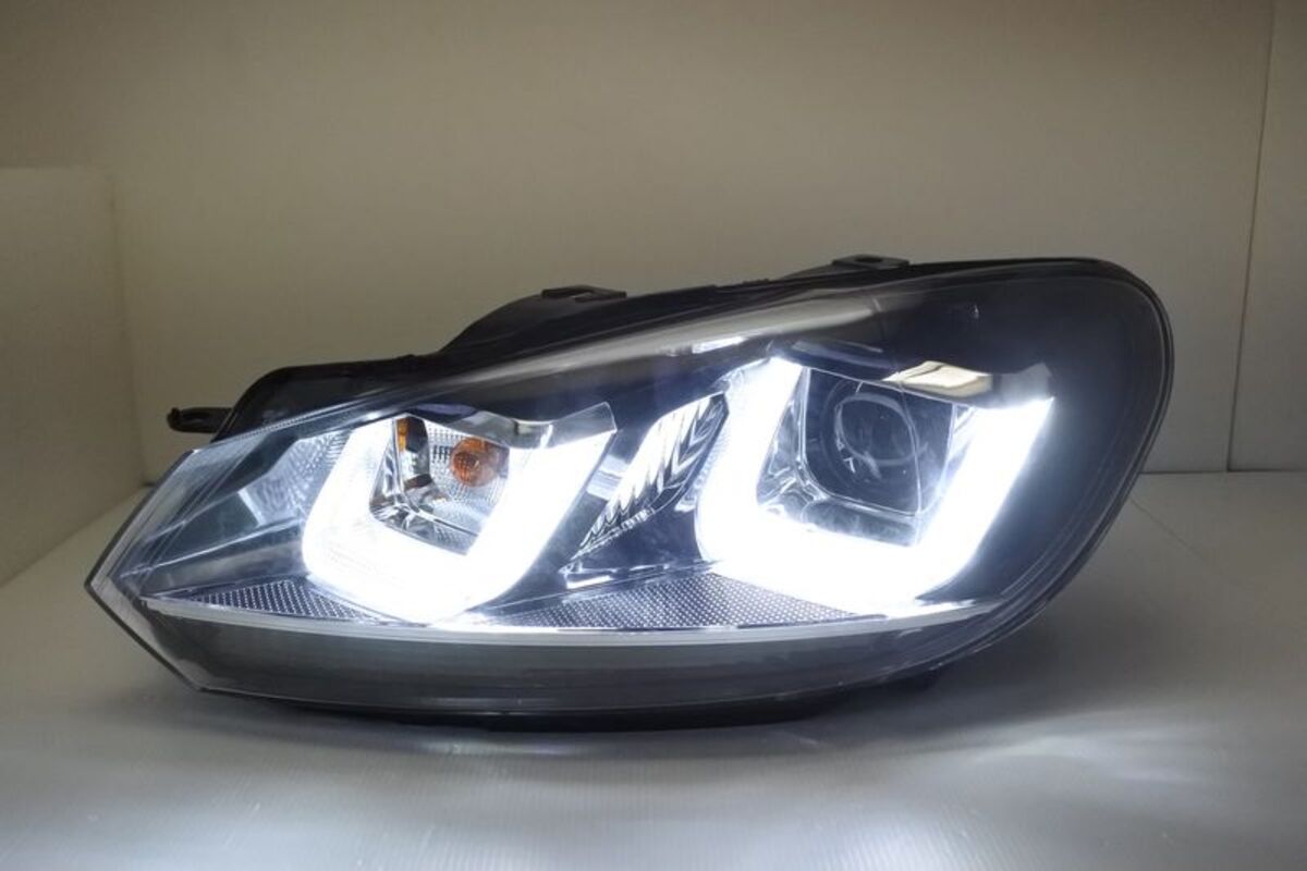 2009/08-2013/06 GOLF 6 升級GOLF 7 GTI樣式 雙U型 銀線款 魚眼 大燈 鹵素燈泡版本