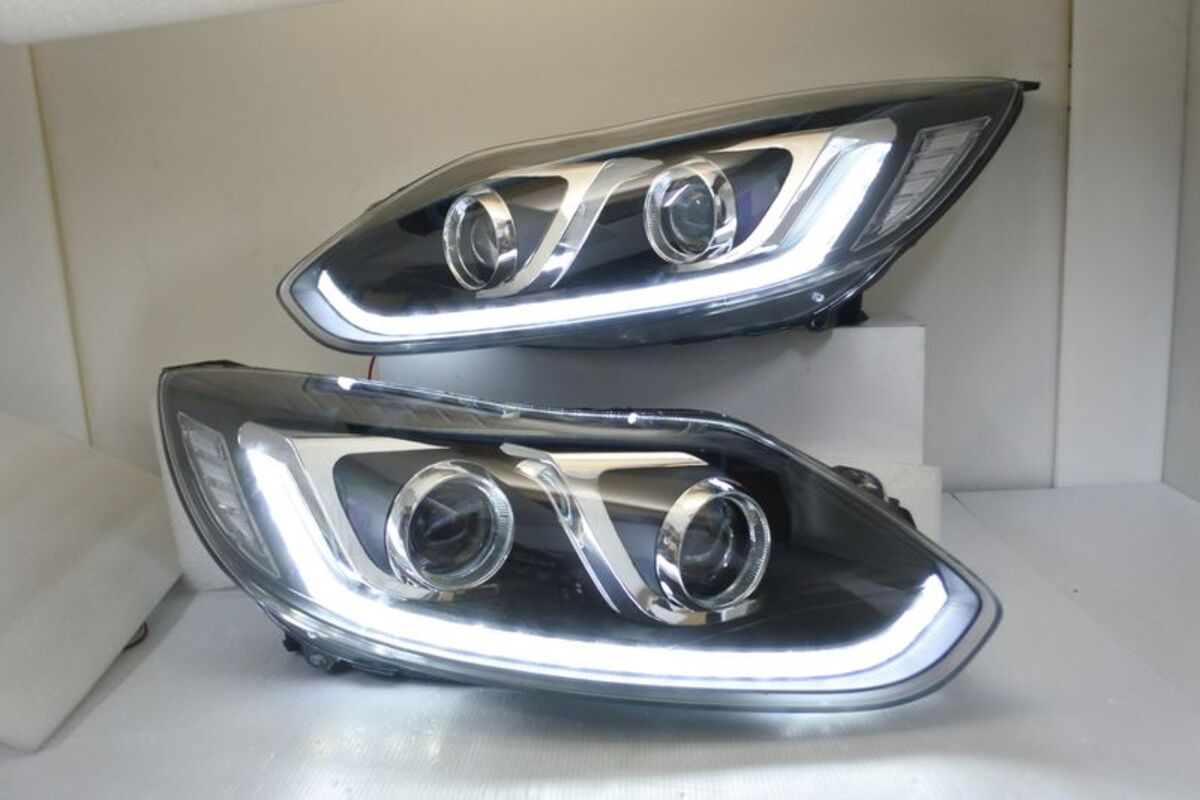 2012/12-2015/10 FOCUS MK3 黑框光條魚眼 大燈 序列式方向燈 適用原車鹵素版本