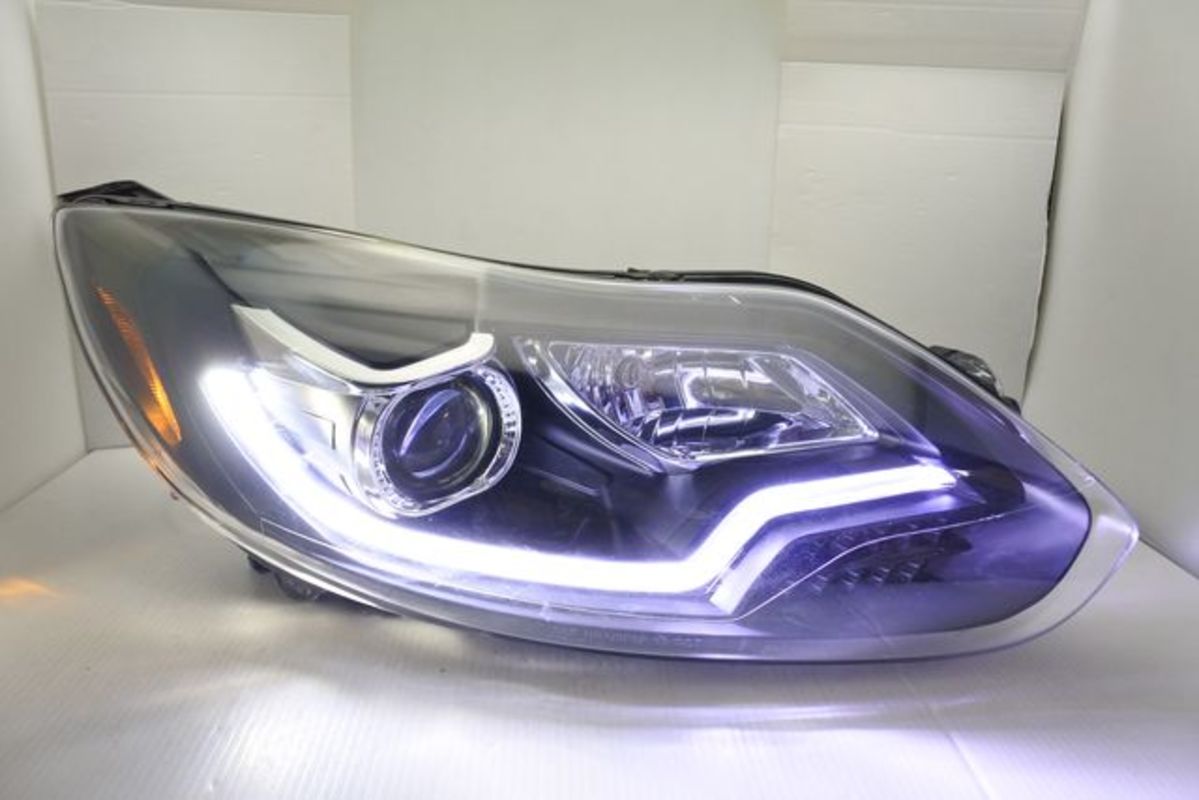 2012/12-2015/10 FOCUS MK3 光條 黑框魚眼 大燈 適用原車鹵素版本