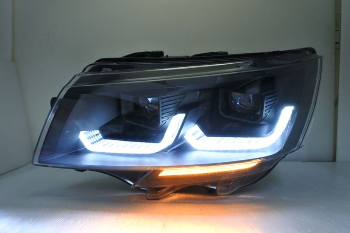 2020/09-T6.1 U型導光 黑框雙魚眼大燈 序列式方向燈.適用原車一般鹵素燈泡