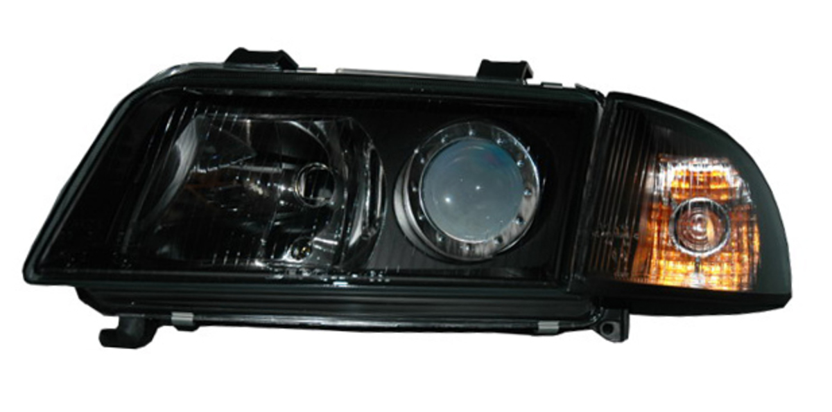 1995-1998 奧迪 A4 黑框魚眼大燈+角燈 (缺貨)