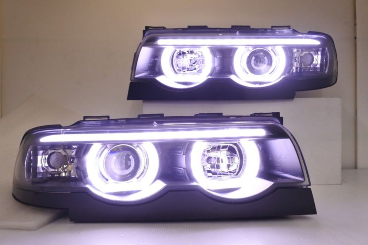 1995-2002 E38 U型光圈黑框魚眼 大燈 鹵素燈泡