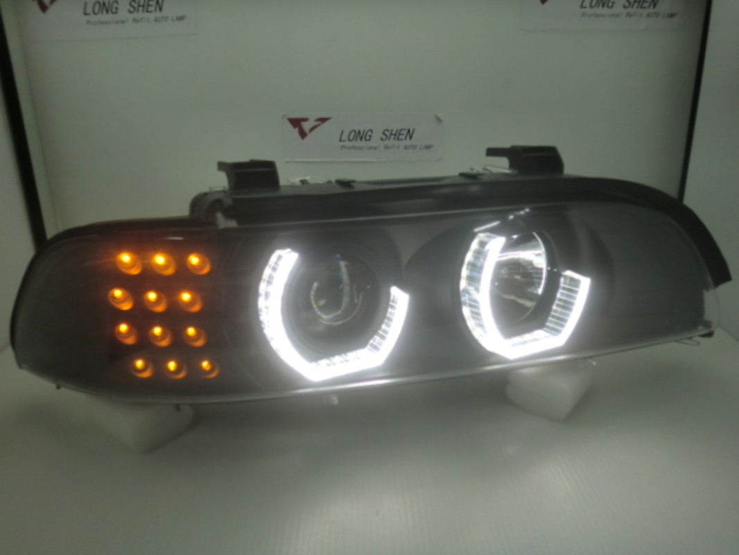 1996-2003 E39 U型 黑框魚眼大燈 LED方向燈 手調版本 近燈H7 遠燈H1