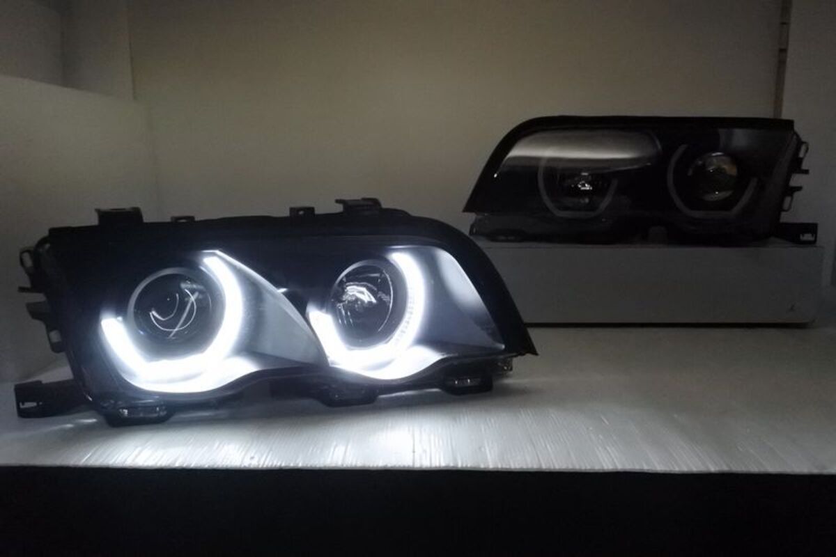 1998-2001 E46 4門 U型 黑框魚眼 大燈