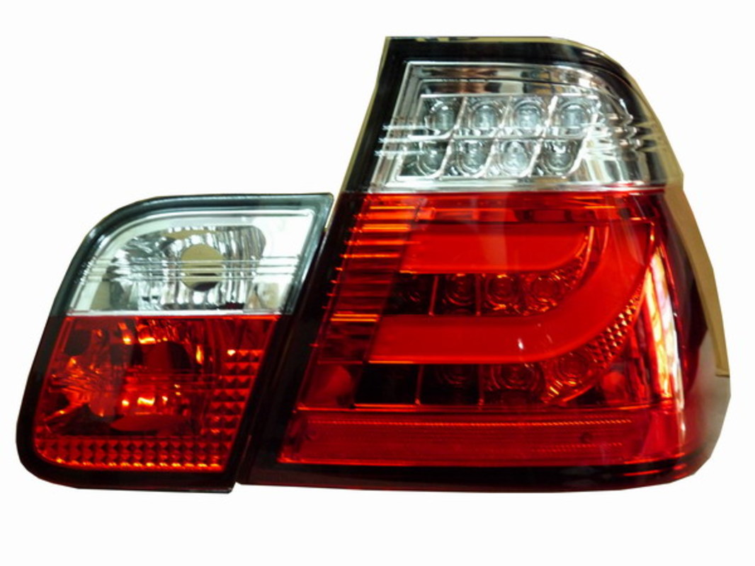 2002-2005 E46 4門 LED 光柱晶鑽紅白 尾燈 LED方向燈