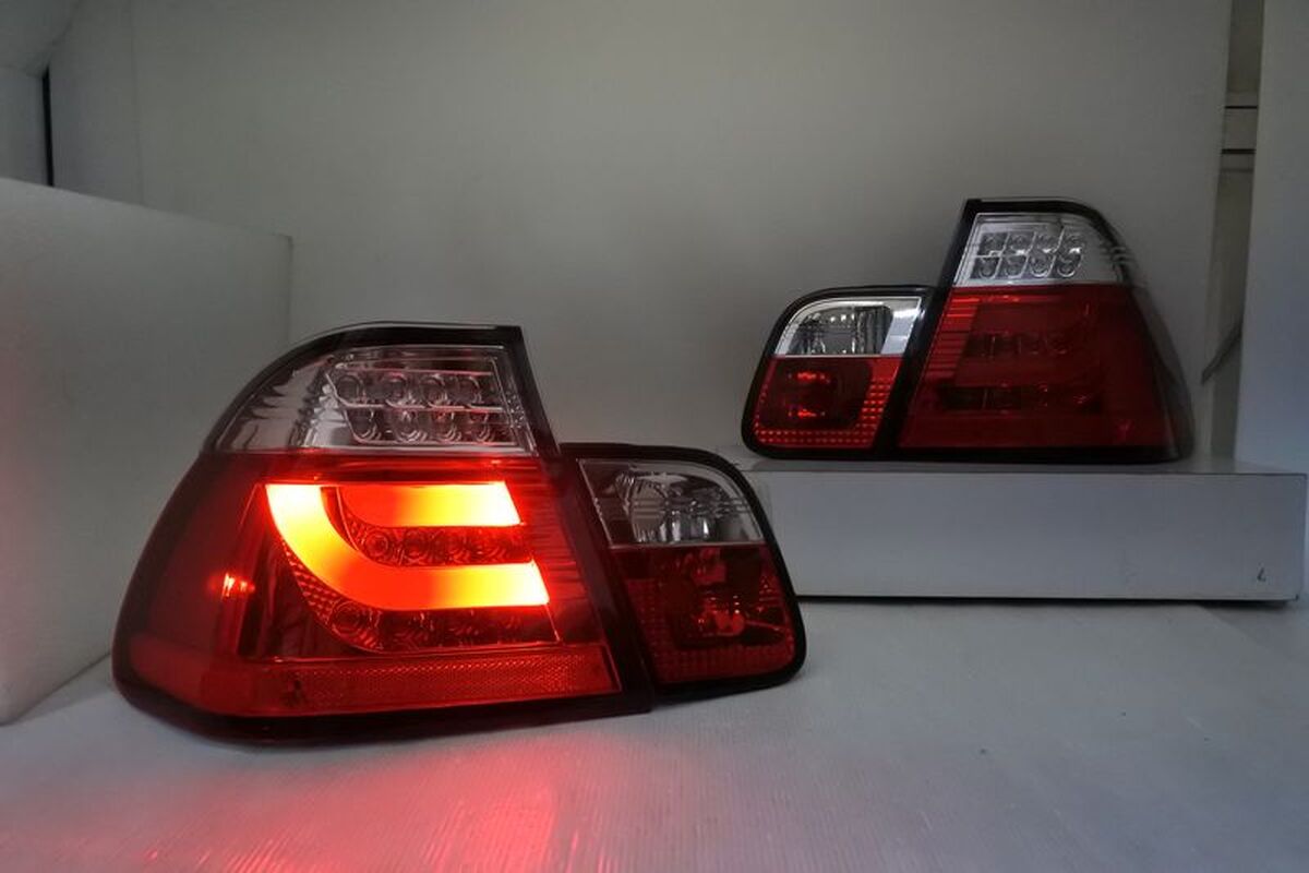 1998-2001 E46 4門 LED光柱 晶鑽紅白 尾燈 LED方向燈