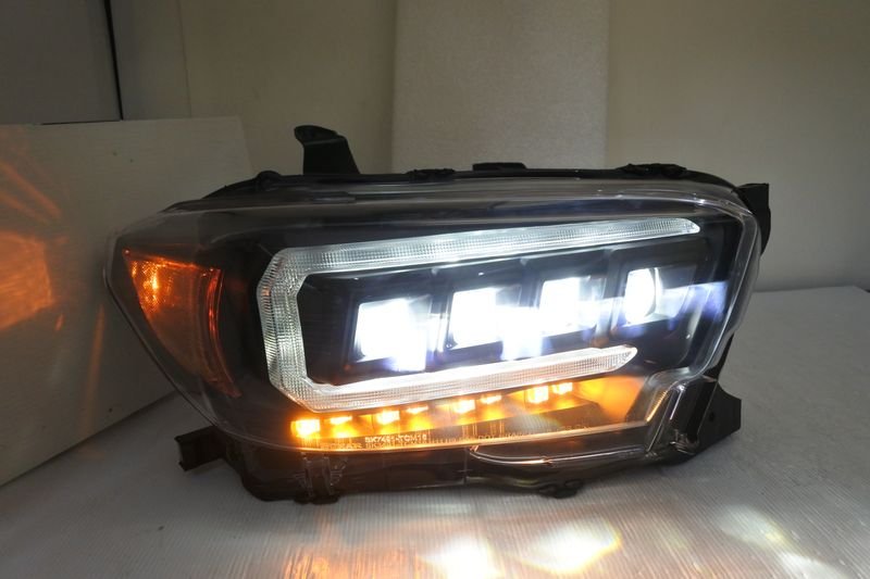 2016-豐田 TACOMA ㄈ型 LED四魚眼黑框 大燈 序列式方向燈